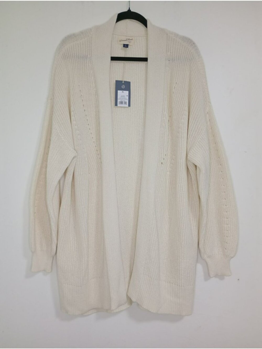 NWT Universal Thread Open-Front Knit Cardigan Women Cream Sweater XL 100% Cotton